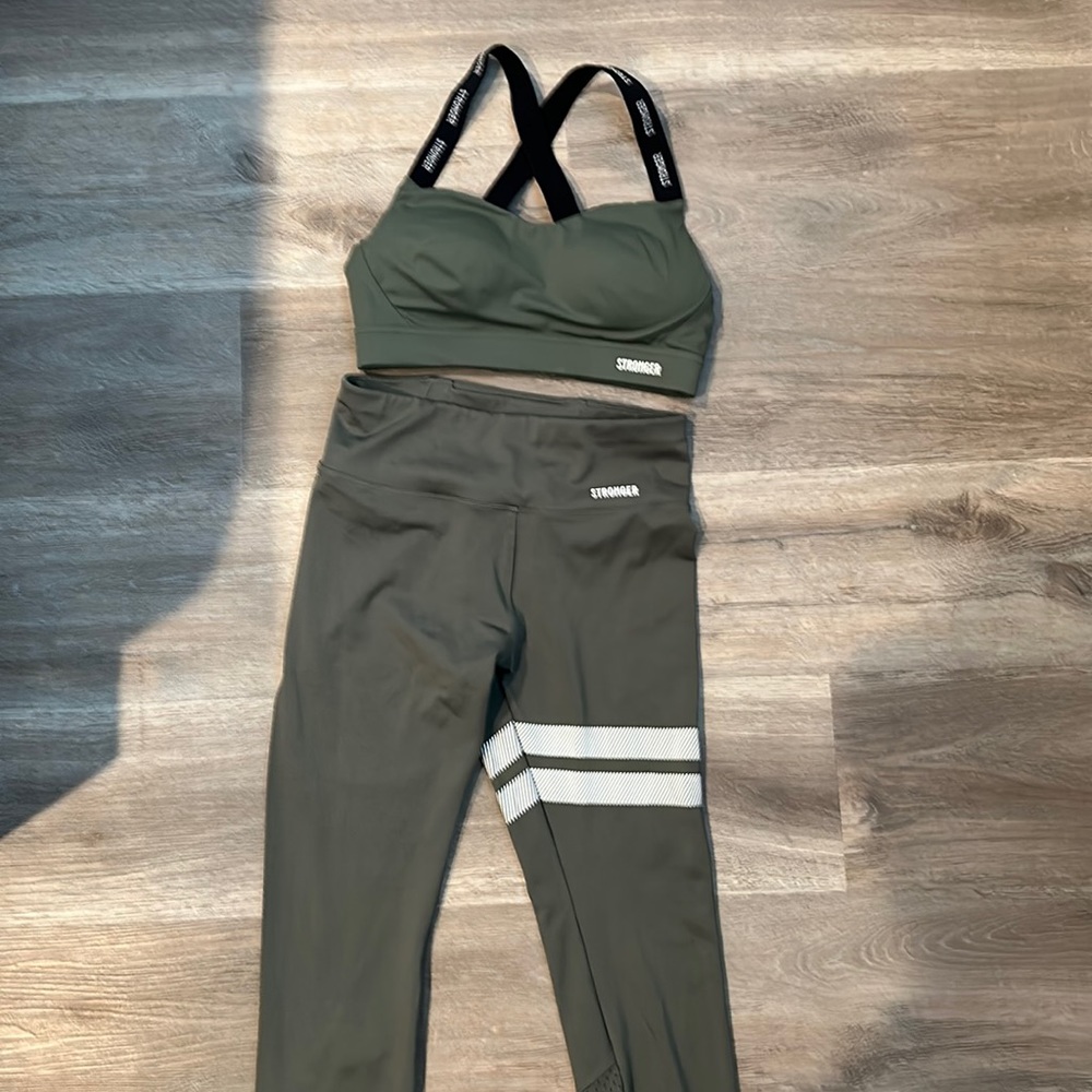 Stronger, sports bra, and leggings